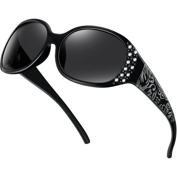 Women’s Polarized Rhinestone Sunglasses UV400 Protection Wrap Around main image 5